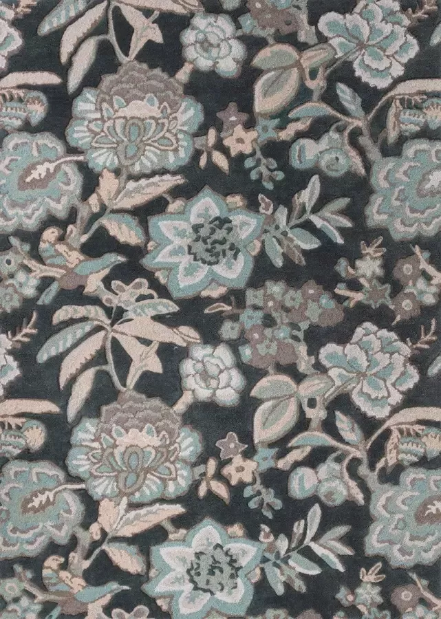 Sanderson Indra Charcoal 145804 Vloerkleed 140x200 Rechthoek Laagpolig Tapijt Klassiek Meerkleurig