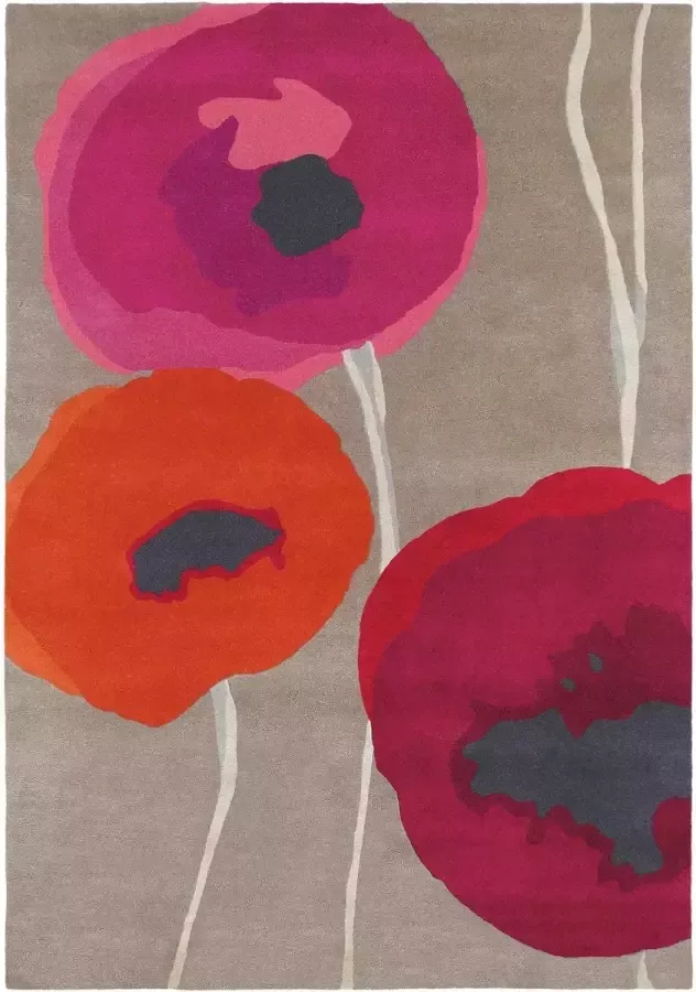 Sanderson Poppies Red Orange 45700 Vloerkleed 170x240 Rechthoek Laagpolig Tapijt Landelijk Meerkleurig - Foto 2