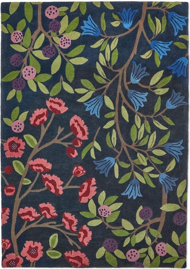 Sanderson Foraging Indigo 146618 Vloerkleed Ø 200 cm Veelkleurigcolor Rectangular Round Wol Eetkamer Woonkamer Bloemen Eclectisch Modern