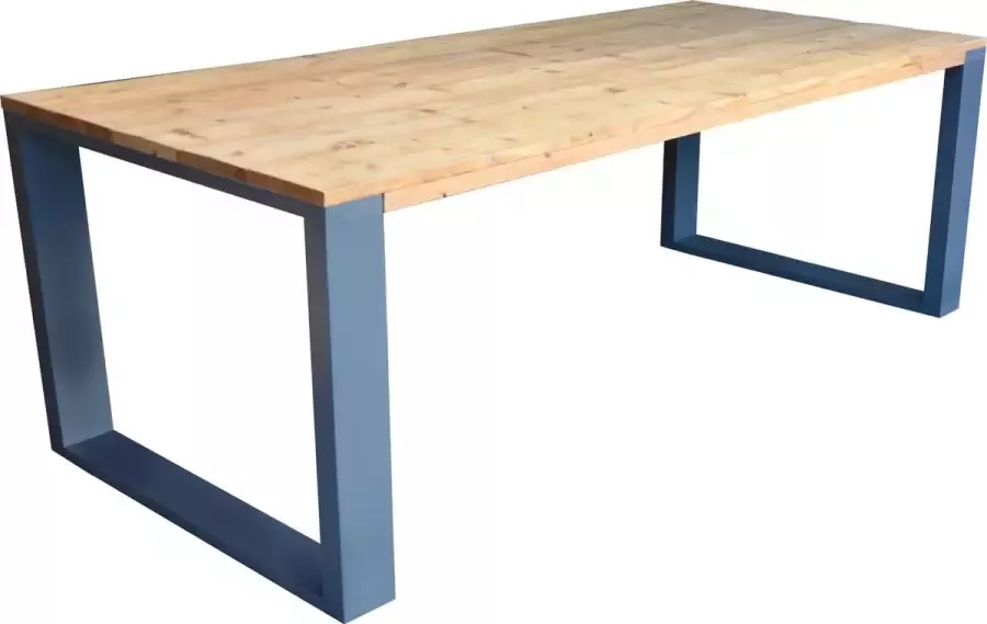 Sanderswoodworks Eettafel New Orleans antraciet industriële tafel vierkante poot 95 220cm