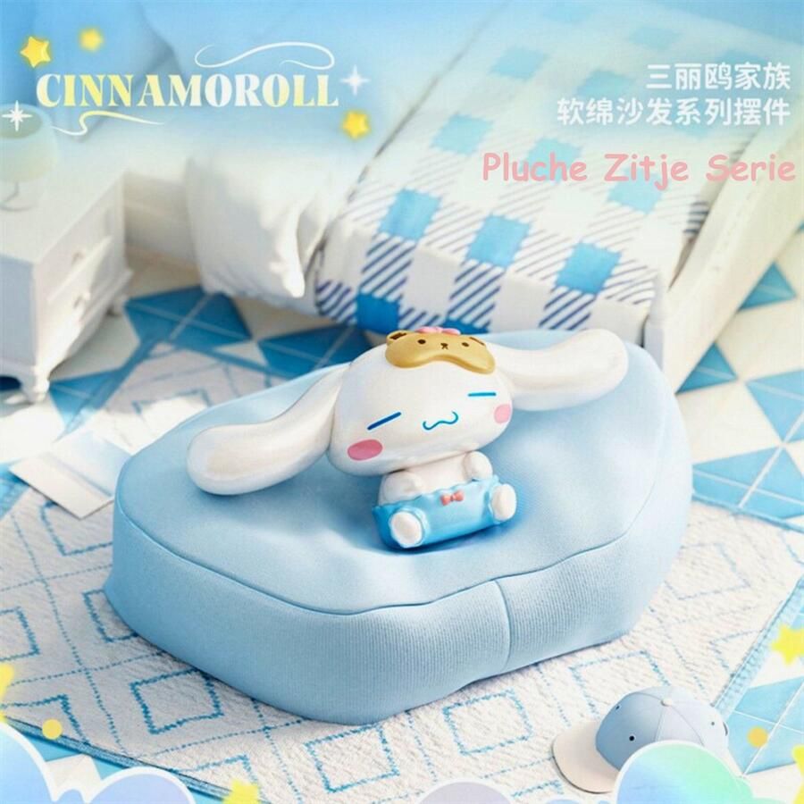 Sanrio Cinnamoroll Pluche Zitje Serie Decoratie Beeld – Kawaii Figurine – Bureau Accessoire Verzamelobject & Cadeau voor Meisjes