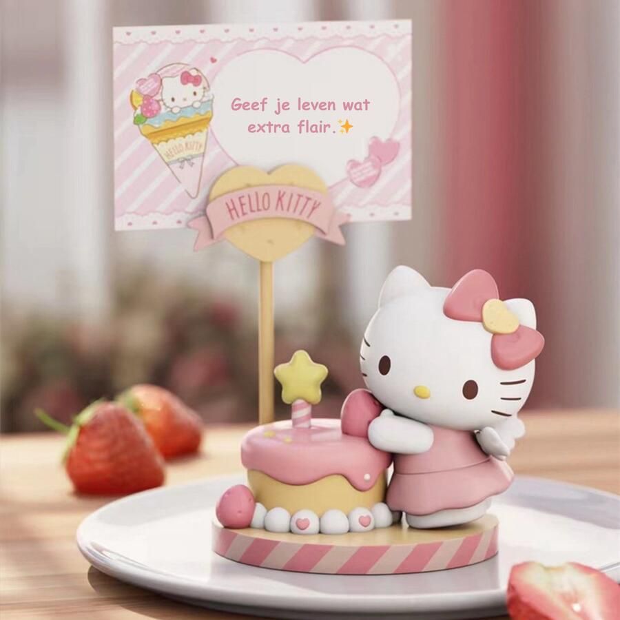Sanrio Hello Kitty Dessert Serie Decoratie Beeld – Kawaii Verjaardagstaart Memo Houder Figurine – Bureau Accessoire & Cadeau voor Meisjes