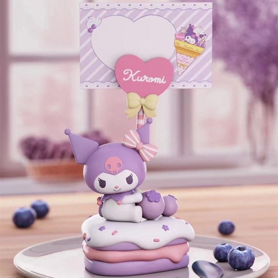 Sanrio Kuromi Dessert Serie Decoratie Beeld – Kawaii Taartpunt Memo Houder Figurine – Bureau Accessoire & Cadeau voor Meisjes