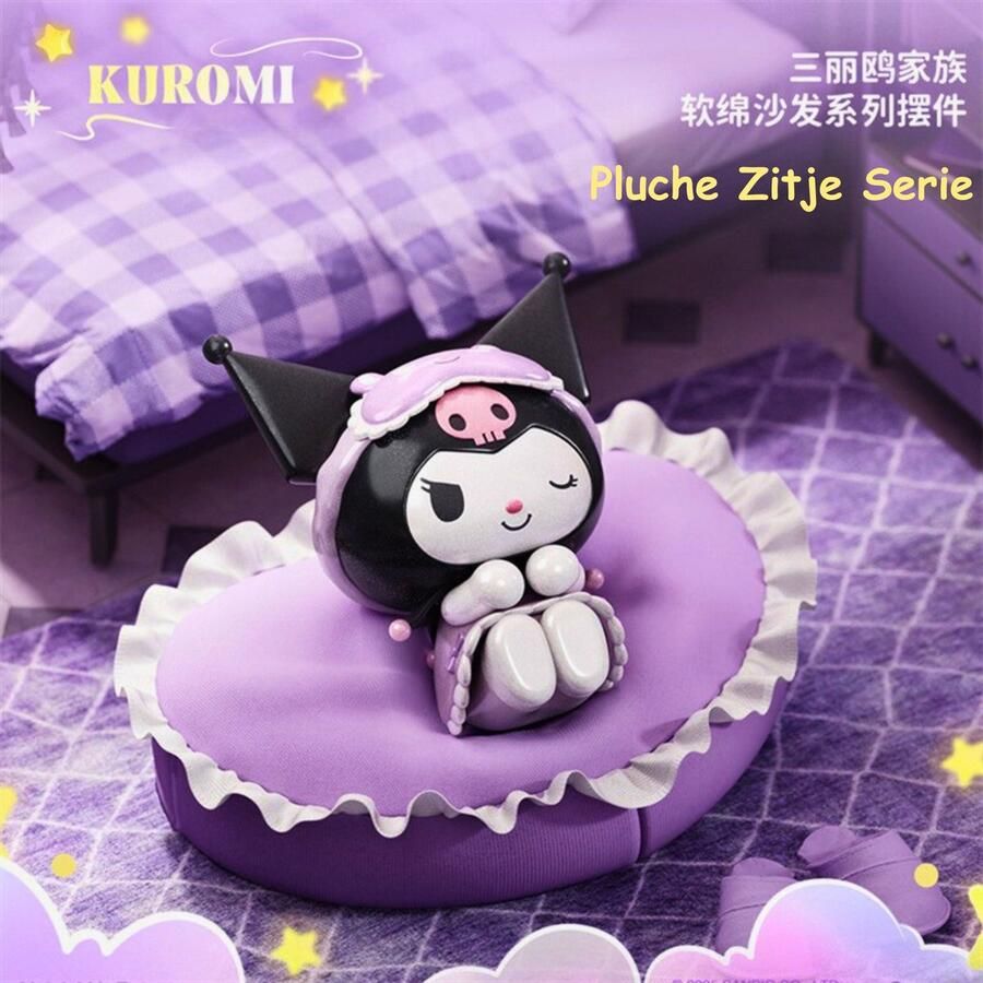 Sanrio Kuromi Pluche Zitje Serie Decoratie Beeld – Kawaii Figurine – Bureau Accessoire Verzamelobject & Cadeau voor Meisjes