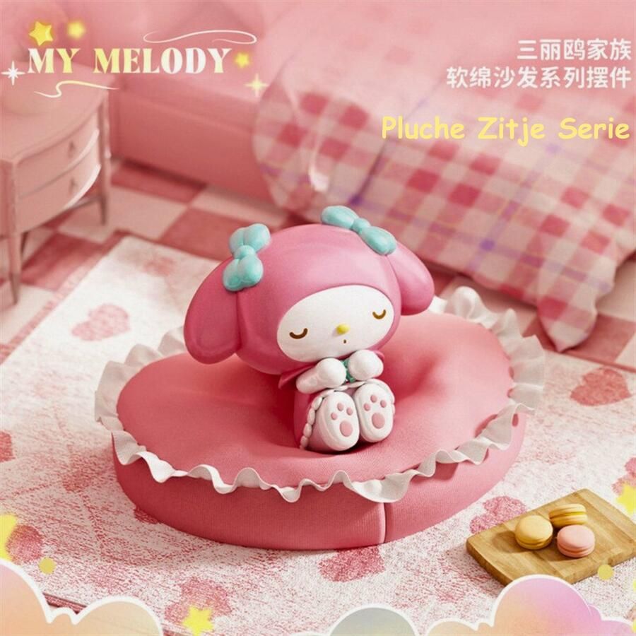 Sanrio My Melody Pluche Zitje Serie Decoratie Beeld – Kawaii Figurine – Bureau Accessoire Verzamelobject & Cadeau voor Meisjes