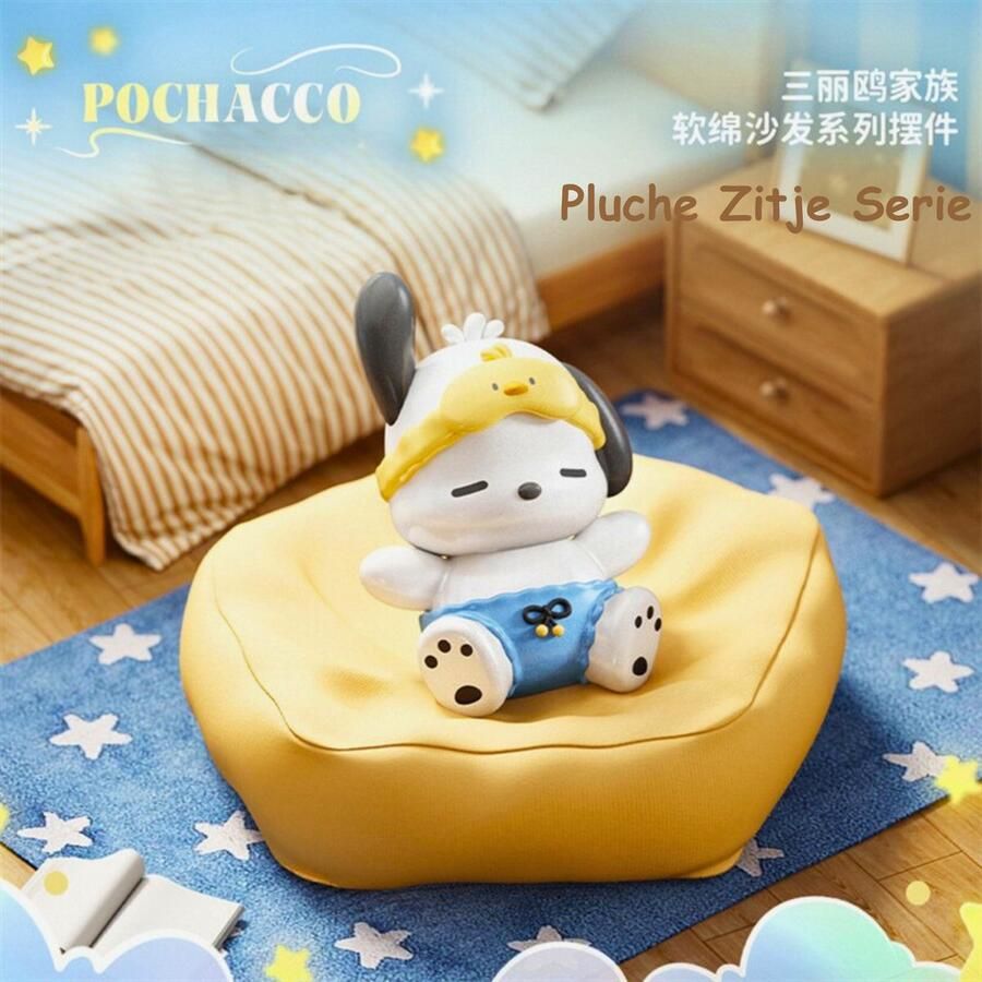 Sanrio Pochacco Pluche Zitje Serie Decoratie Beeld – Kawaii Figurine – Bureau Accessoire Verzamelobject & Cadeau voor Meisjes