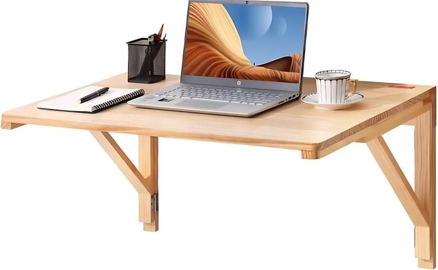 Sans margue Wandtafel 80cm Klaptafel Wandtafel Opklapbaar Wandbureau inklapbaar 45KG Draagvermogen Haltafel