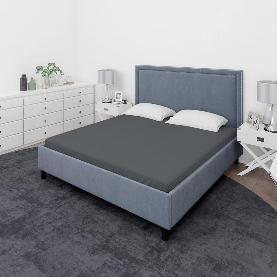 Saphira -Jersey Hoeslaken Strijkvrij Elastiek 100% Zachte Brushed Katoen- boxspring matras 90 100 x 200 + 30 Antraciet