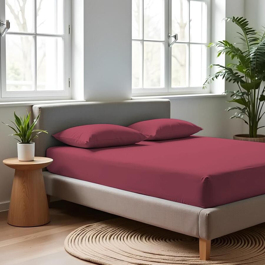 Saphira Luxe Hoeslaken Kastanjebruin – 100% Geweven Katoen – 360° Stretch – Perfecte Pasvorm – Ademend & Zacht – 200x200 220cm+40 – Voor Boxspring Matras – Voor Waterbedmatras