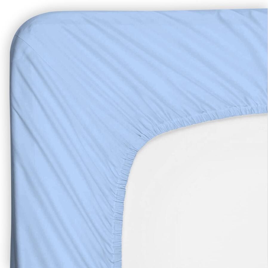 Saphira Luxe Hoeslaken Baby Blauw – 100% Geweven Katoen – 360° Stretch – Perfecte Pasvorm – Ademend & Zacht – 200x200 220cm+40 – Voor Boxspring Matras – Voor Waterbedmatras - Foto 3