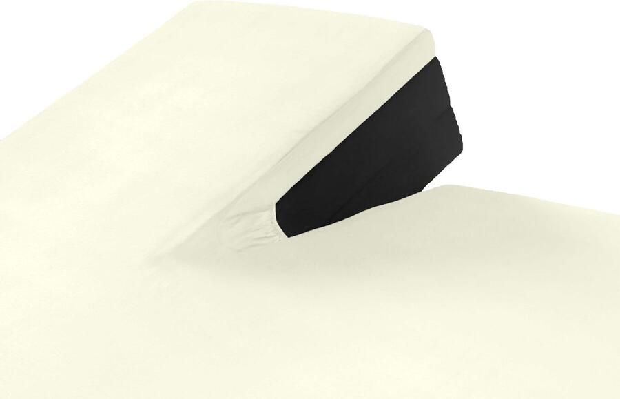 Saphira Luxe Splittopper Hoeslaken Off-wit Cream – 100% Jersey Katoen – 180x200 220 cm – Split van 80 90cm – Zacht Ademend & Rekbaar – Voor Splittopper Matras – Perfecte Pasvorm - Foto 2