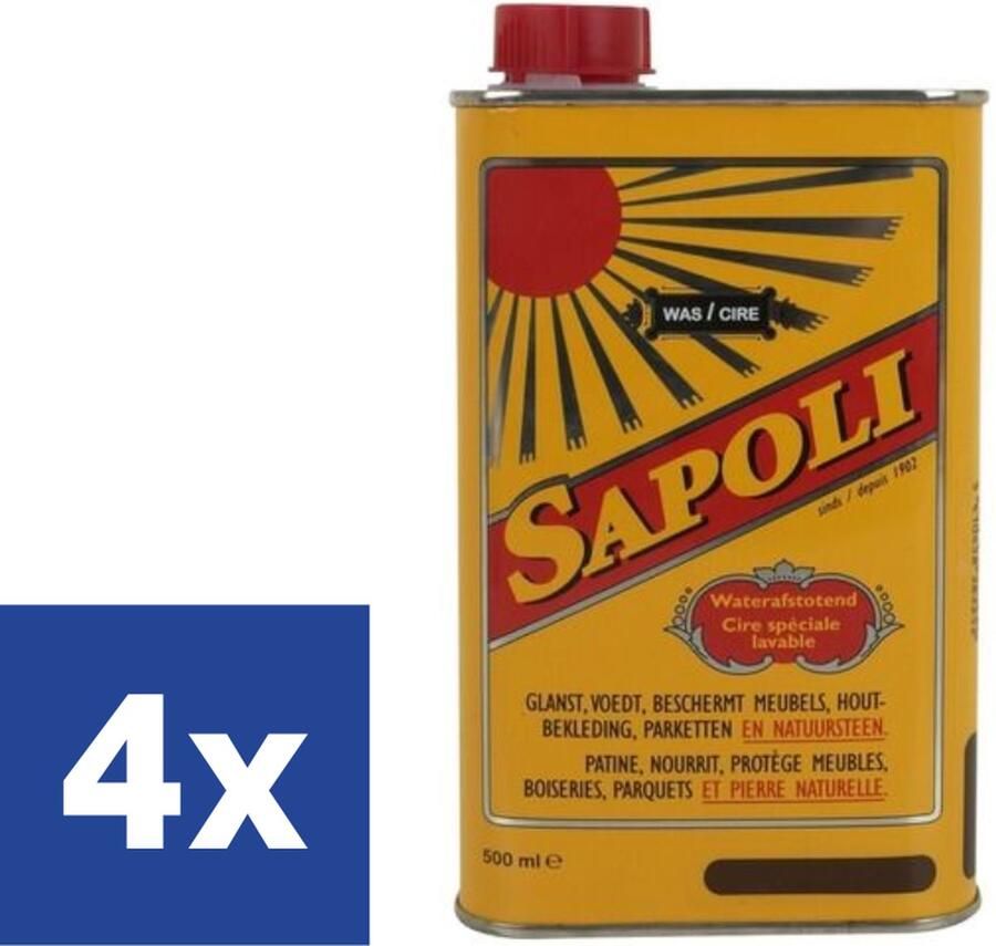 Sapoli waterafstotende Was boenwas Bruin 4 x 500ml