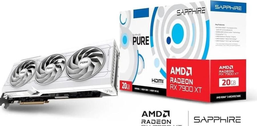 Sapphire Pure AMD Radeon RX 7900 XT Videokaart 20GB GDDR6 2x HDMI 2.1 2x DisplayPort 2.1