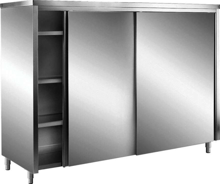 Saro RVS Opbergkasten Met Schuifdeuren Aisi 430 Plat Dak 1000x600 700-8070