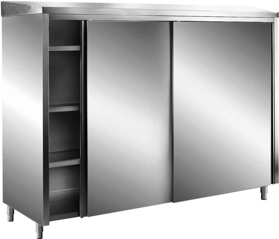 Saro RVS Opbergkasten Met Schuifdeuren AISI 430 Schuin Dak 2000x600 700-8155 Horeca & Professioneel