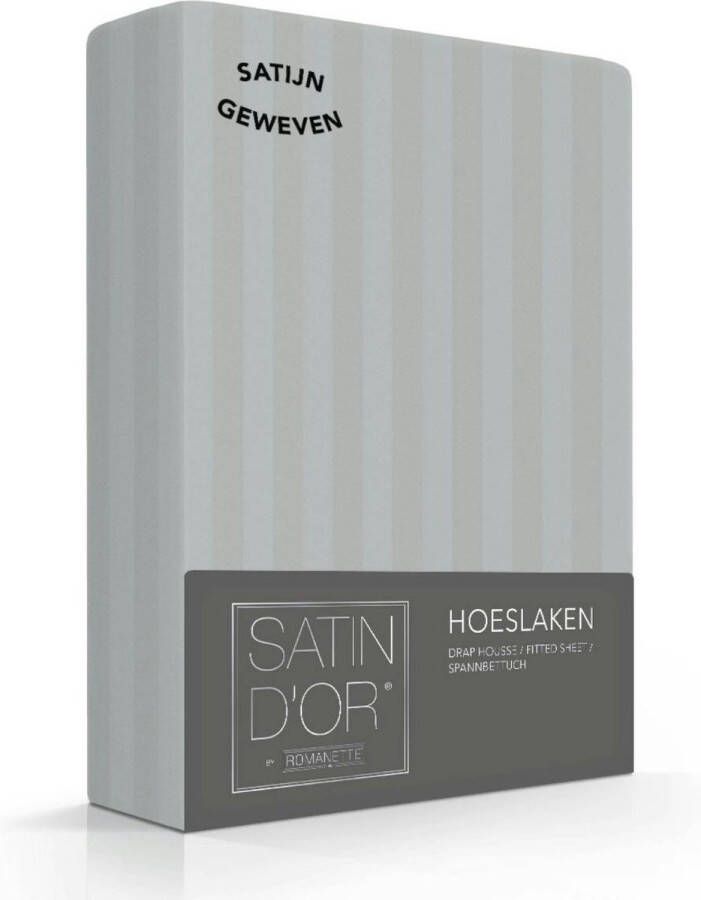 Satin d'Or Hoeslaken Satijn (hoekhoogte 25 cm ) Grijs Silver B 160 x L 200 cm Lits-jumeaux Hotelkwaliteit Geschikt voor Standaard Matras 01923-B 160 x L 200 cm