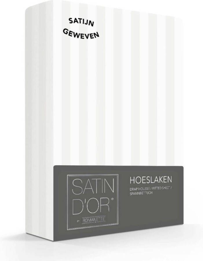 Satin d'Or Hoeslaken Satijn (hoekhoogte 25 cm ) White B 90 x L 200 cm 1-persoons Hotelkwaliteit Geschikt voor Standaard Matras 01900-B 90 x L 200 cm