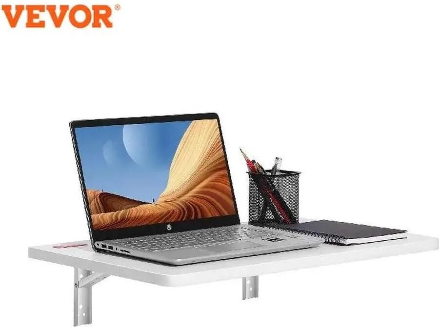 Sattire Houten Opklapbaar Wandbureau Computerbureau Gemakkelijk Op Te Vouwen Ruimtebesparend Perfect Voor Studenten Handig In De Keuken Tot 20 KG Belasting Kleur Wit 80X60 CM