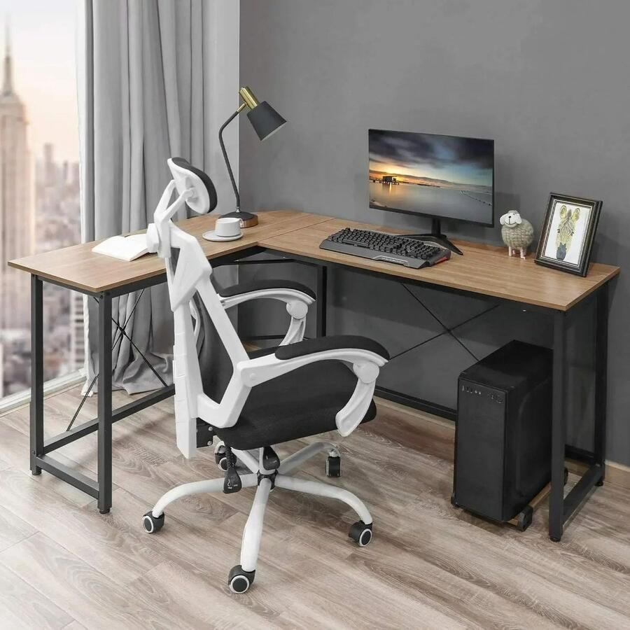 Sattire L‑Vormig Hoekbureau 170x120x75 cm – Wood – Gaming & Thuiskantoor Bureau – Laptop Werkstation & Studiebureau