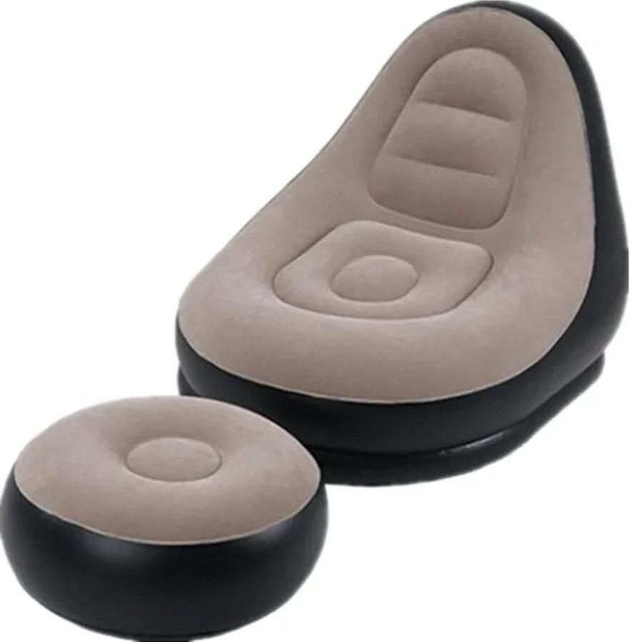 Sattire Opblaasbare Relax Zitzak Bank Luie Sofa Set voor Buiten en Binnen Opvouwbare Fauteuil met Tatami Voetenbank Slaapkamer Stoel Zitkussen Coffee Zwart