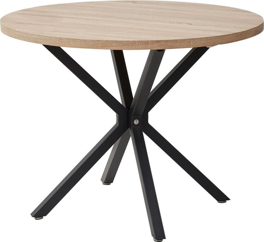 RM Store Ronde Eettafel Koffietafel Woonkamer Tafel Kantoormeubilair Nordic Stijl Massief Houten Tafel Stalen Frame 100 CM