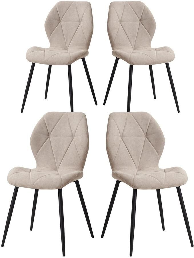 Sattire Eetkamerstoelen Set van 4 Gevoerde Zitting Met IJzeren Poten – Eetkamerstoel – Eettafel Met Stoelen – Eetkamerstoelen Met Armleuning in Scandinavische stijl