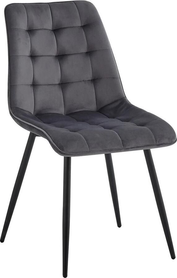 Sattire Stoelen Eetkamerstoelen Modern Minimalistisch Fluwelen Gewatteerd Ijzeren Poten Set Van 4 Grijs Ideaal Voor Eetkamer of Restaurant