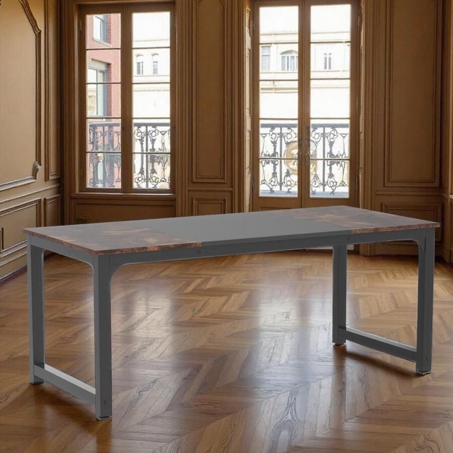 Savage Industriële Eettafel XL – 180x80 cm – 6 tot 8 Personen – Rechthoekig – Robuust Metaal & Rustiek Hout – Voor Keuken Eetkamer & Werkruimte