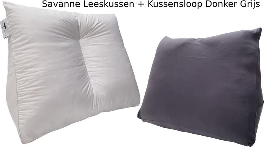 Savanne Lekker Lui Leeskussen Zitkussen Leeskussen voor in bed Leeskussen voor Boeken Lekker Lui Lezen Kussen inclusief Leeskussen Hoes Donker grijs Kussensloop