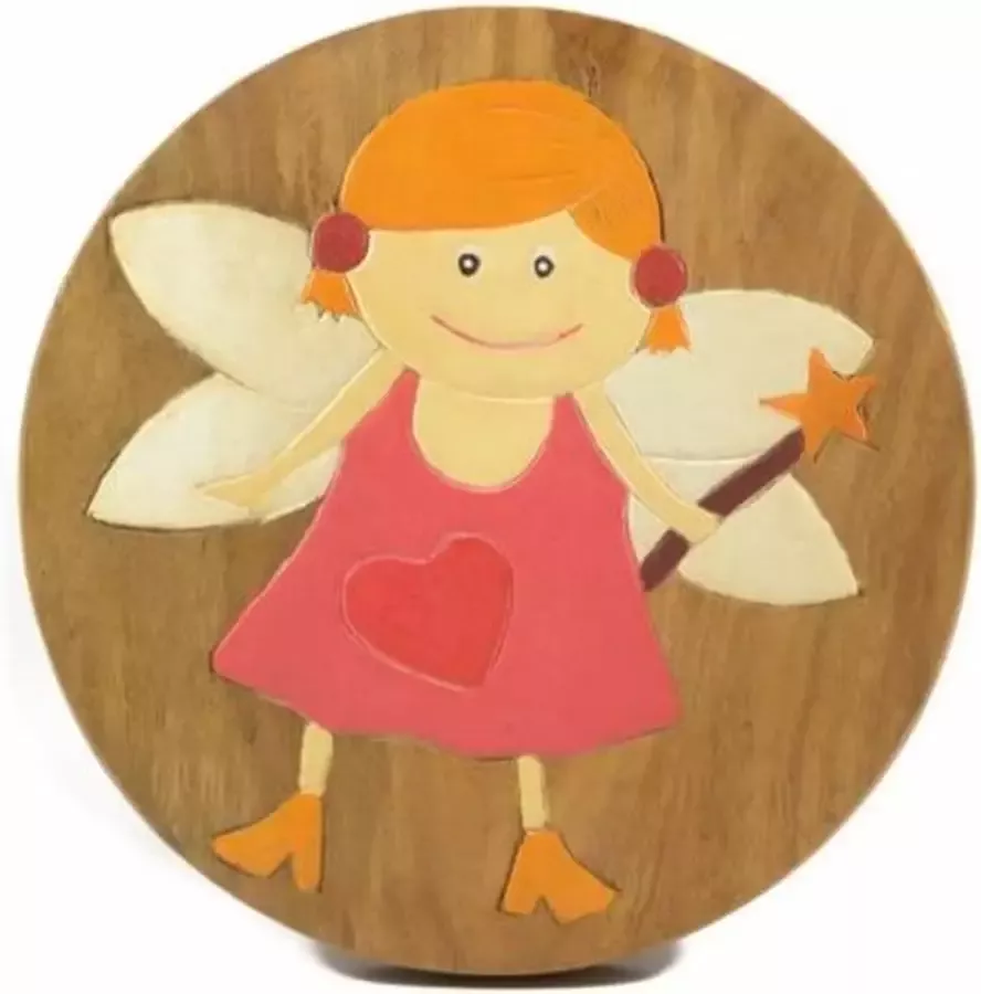 Sawahasa Krukje Acacciahout Naturel met print Fee 27cm Thailand Fairtrade