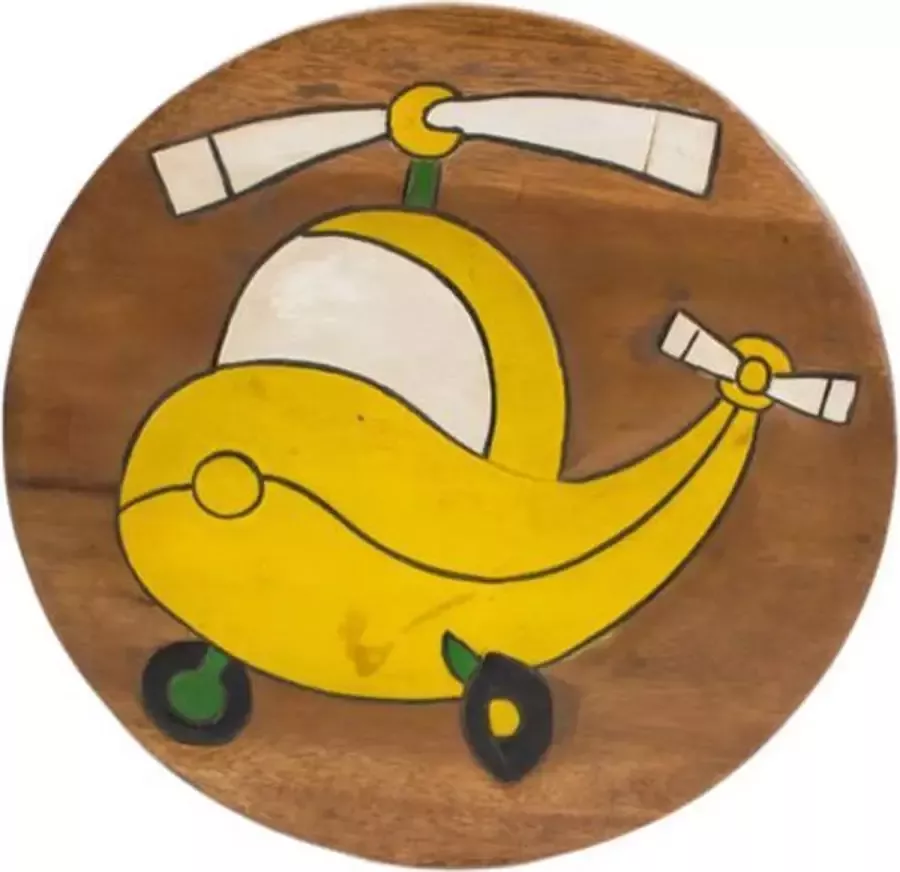 Sawahasa Krukje Acacciahout Naturel met print Helikopter 27cm Thailand Fairtrade