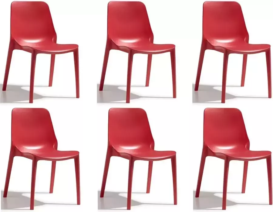 SCAB Design Designstoel terrasstoel campingstoel GINEVRA in rood van het Italiaanse S•CAB. Verpakt per 6 stuks en 5 jaar garantie! - Foto 1