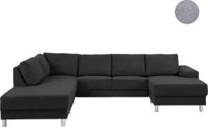 Hioshop Calle hoekbank links stof antraciet grijs.