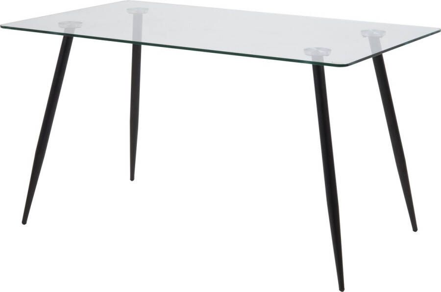 Leen Bakker Eetkamertafel Viksmom zwart glas 75x140x80 cm - Foto 2