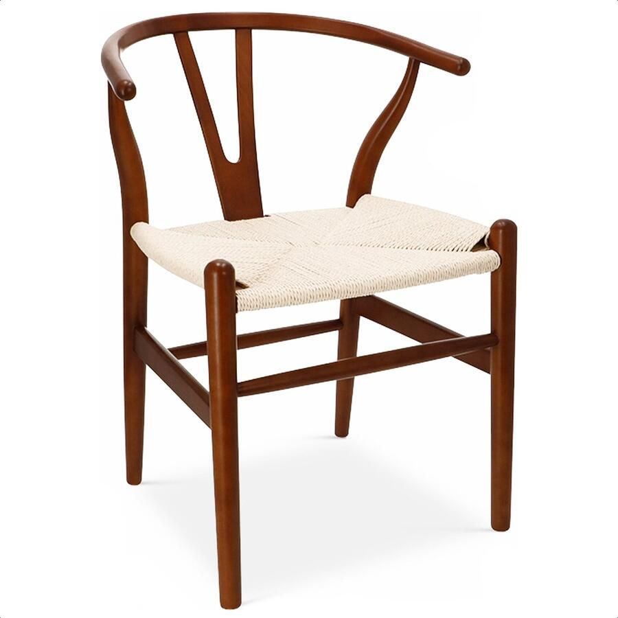 Scandi Wishbone Eetkamerstoel Wishbone Stoel Houten eetkamerstoelen eetkamer Stoelen Cognac