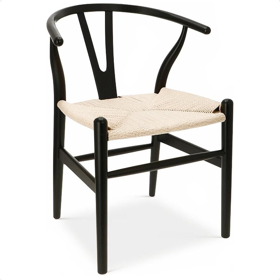 Scandi Wishbone Eetkamerstoel Wishbone Stoel Houten eetkamerstoelen eetkamer Stoelen Zwart Naturel