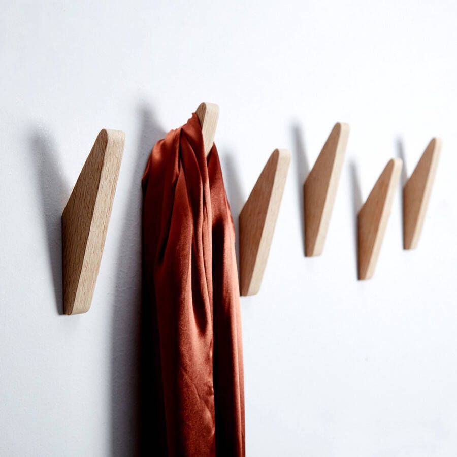 Scandinavisch design Wandhaken hout 2 stuks wandkapstok Handdoekhouder-eiken