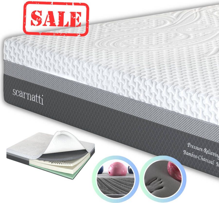 SCARNATTI Cool Gel Memory Foam Matras 27 cm 180 x 200 cm 7-zones visco-elastisch en koudschuimmatras verrijkt met groene thee en bamboe houtskool Zero-Partner-Disturbance - Foto 9