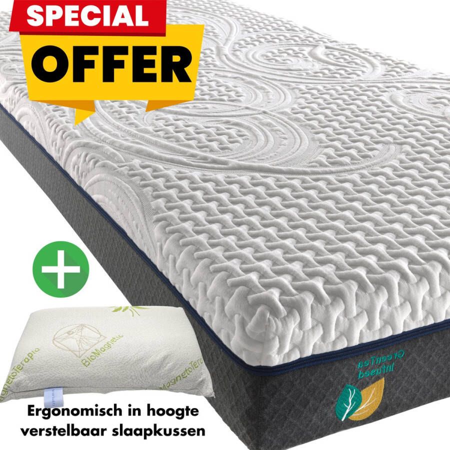 SCARNATTI Comfort Matrassen 90 x 200 cm 10 jaar garantie! 18 cm Matras Bamboe Nasa 2in1 Koudschuim Traagschuim CoolGel 7 zone + Kussens