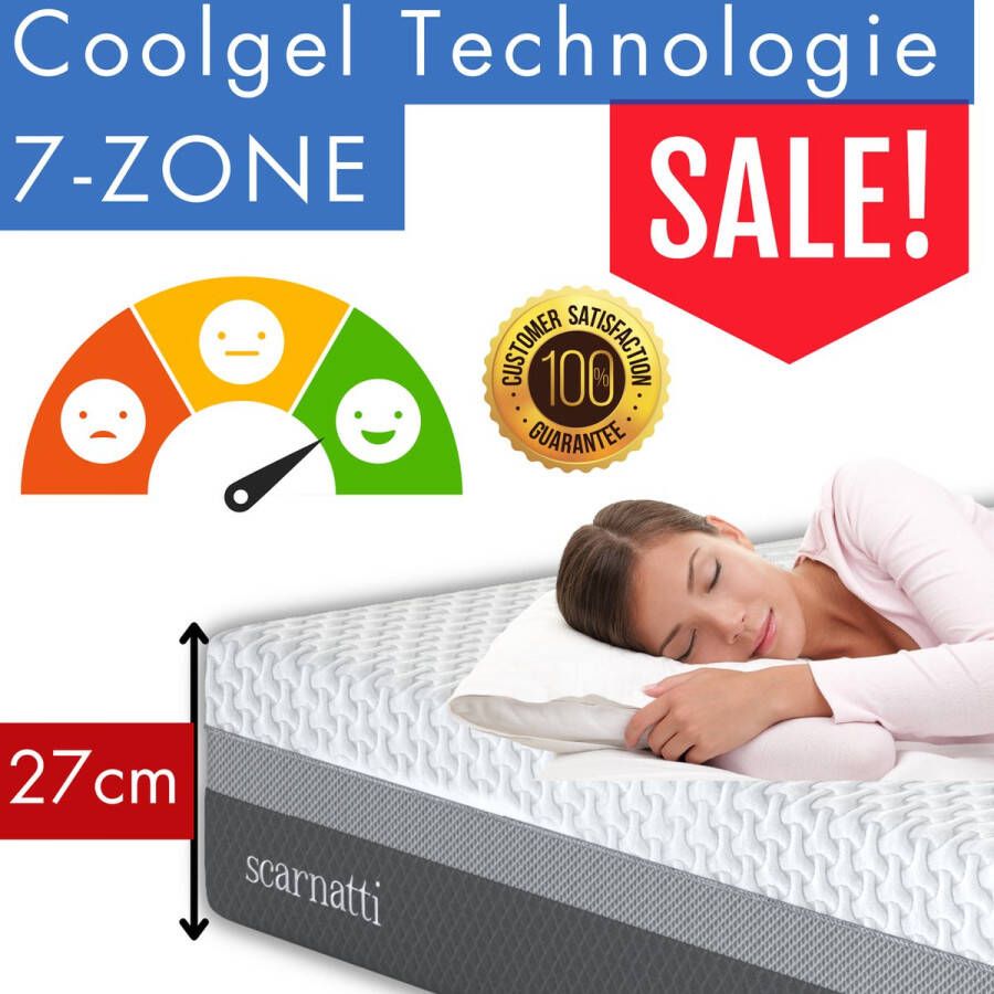 SCARNATTI Comfort Matrassen extra dik 27cm 180x200 Nasa Matras Koudschuim Traagschuim CoolGel 7-zone Nasa