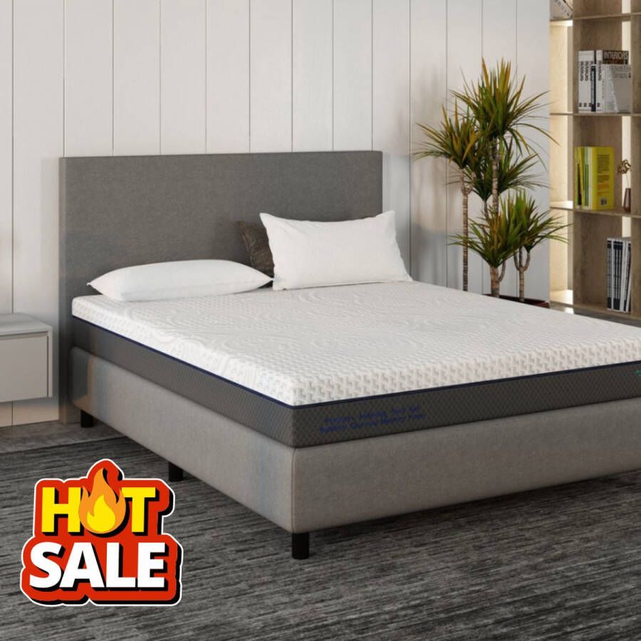 SCARNATTI Cool Gel Memory Foam matras 18 cm 180 x 200 cm 7-zones visco-elastisch en koudschuimmatras verrijkt met groene thee en bamboe houtskool Zero-Partner-Disturbance 2-in-1