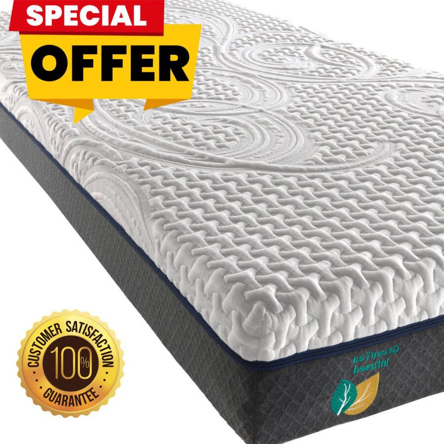 SCARNATTI Cool Gel Memory Foam matras 18 cm 90 x 200 cm 7-zones visco-elastisch en koudschuimmatras verrijkt met groene thee en bamboe houtskool Zero-Partner-Disturbance 2-in-1