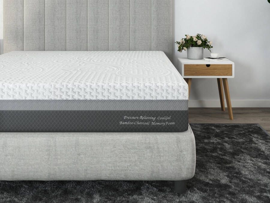 SCARNATTI Cool Gel Memory Foam Matras 27 cm 180 x 200 cm 7-zones visco-elastisch en koudschuimmatras verrijkt met groene thee en bamboe houtskool Zero-Partner-Disturbance