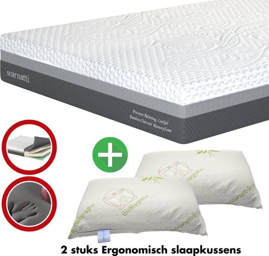 SCARNATTI Extra Groot Matras 180x200 cm met Bamboe Tijk 2in1 Koudschuim Traagschuim Matrassen 180 x 200 18 cm logeermatrassen Tweepersoons Met kussens - Foto 4