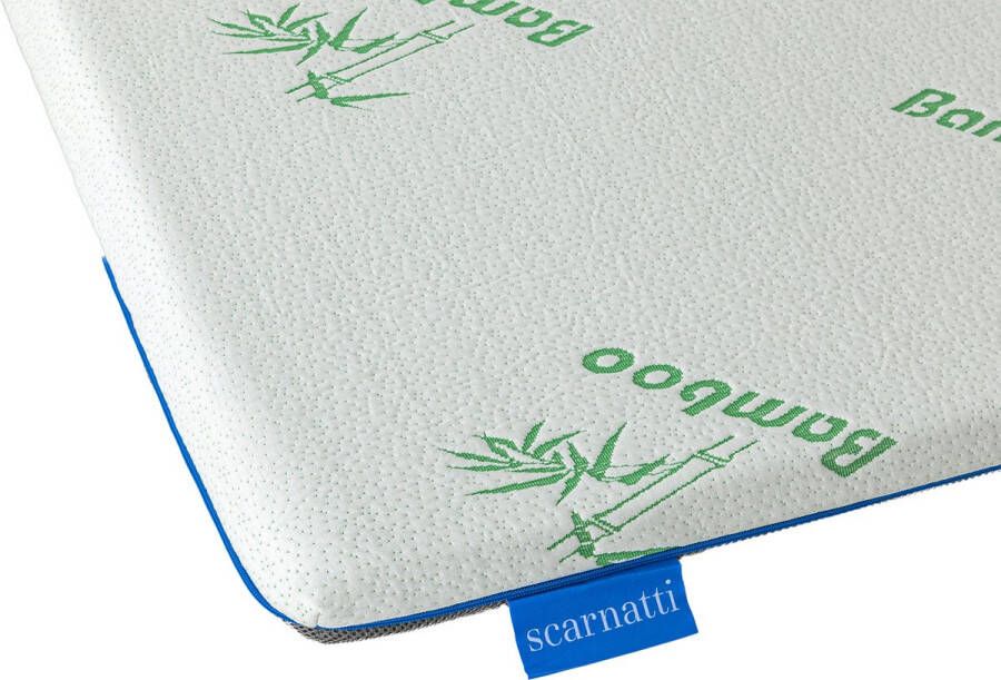 SCARNATTI Premium topper 2-in-1 matras met bamboe houtskool CoolGel traagschuim en GreenTea HRX High Resilient Cold Foam 90 x 200 cm wasbare overtrek antislip 65 mm dik geschikt voor alle