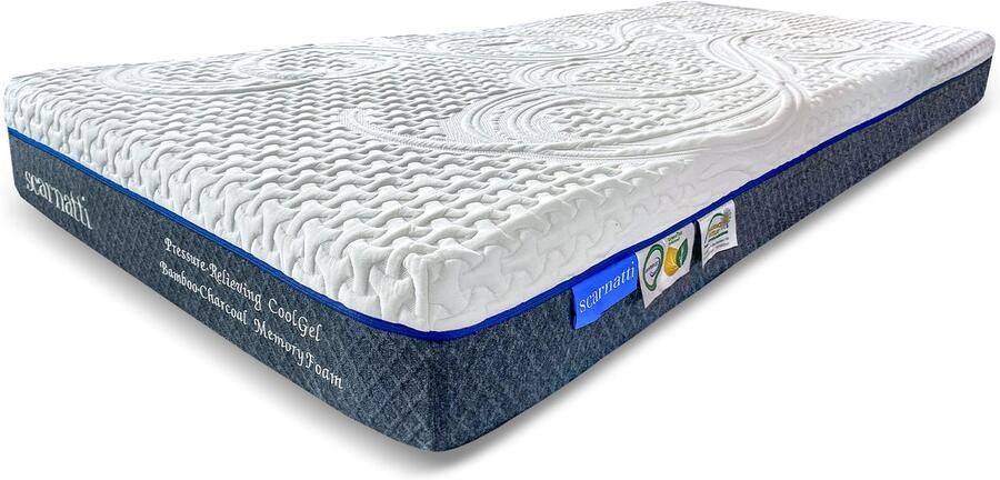 SCARNATTI Ergonomisch Matras 90x200 cm 18 cm matrassen Bamboe Tijk Nasa 2in1 Koudschuim en Traagschuim logeermatrassen Met vacuumzak Comfort - Foto 2