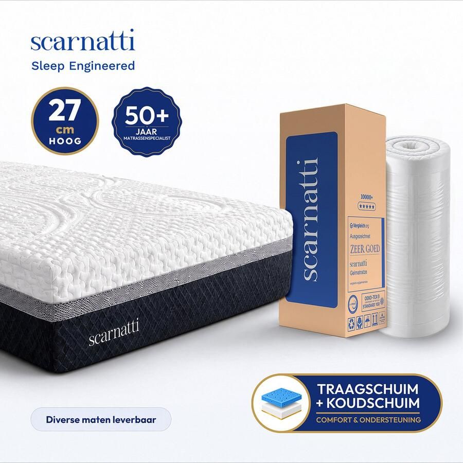 SCARNATTI VIP Extra Comfort Matras 27cm 160 x 200 cm 2in1 Matrassen Koudschuim Traagschuim 2in1 logeermatrassen 160x200 cm Tweepersoons met kussens - Foto 2