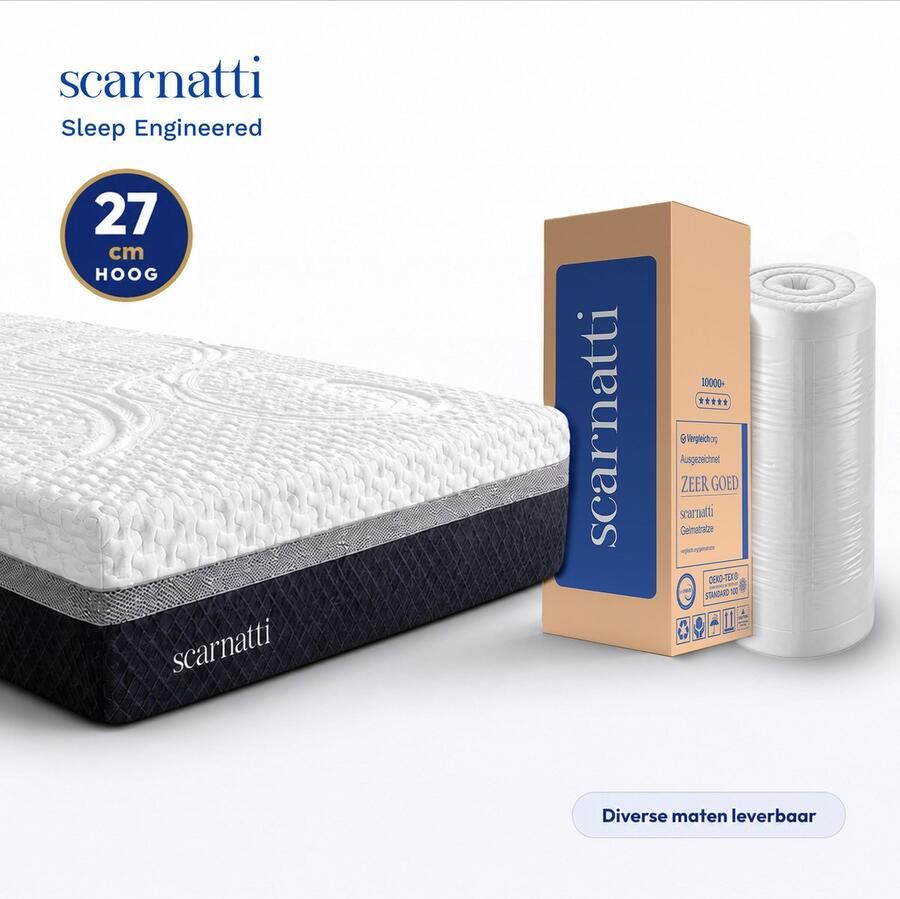 SCARNATTI Matras 180x200 cm Extra comfort Logeermatrassen Matras 27cm 2in1 met 2 kussens 180 x 200 Tweepersoons Koudschuim Traagschuim matrassen - Foto 2
