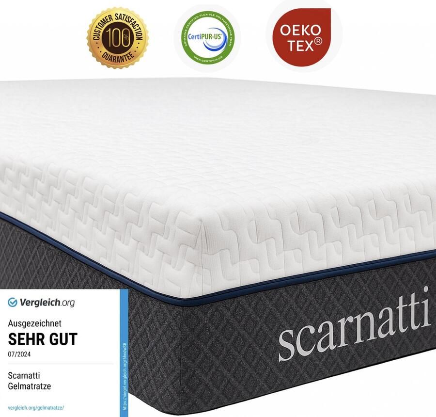 SCARNATTI matras 160x200 tweepersoons 2in1 Koudschuim Traagschuim 18 cm hoog Tweepersoonsmatras Bamboe tijk logeermatrassen Matrassen 160 x 200 cm