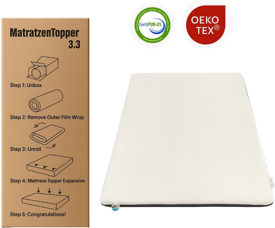 SCARNATTI Topper Matras 140x190 6 cm Matrastopper schuimplaat middelhard Topper